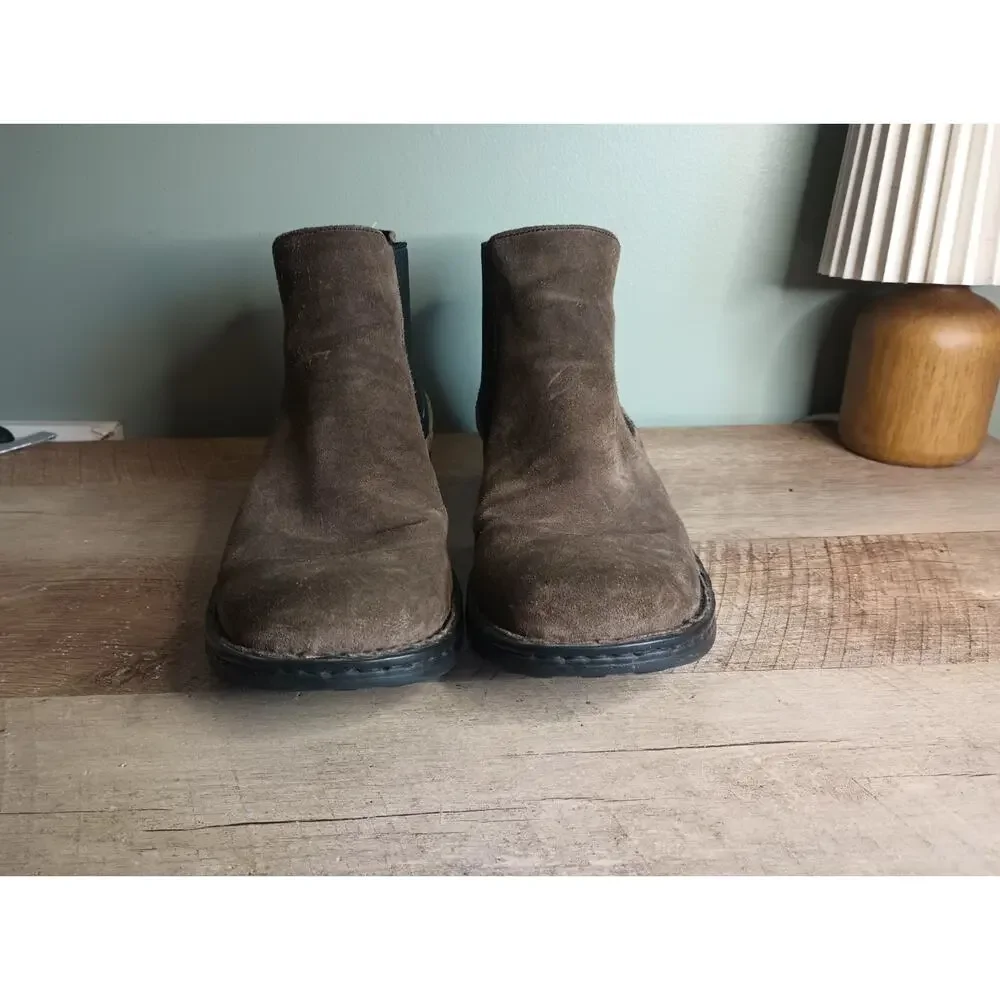 Born Mens Hemlock Suede Pull On Chelsea Boots 12 Brown Comfort Rustic Heritage